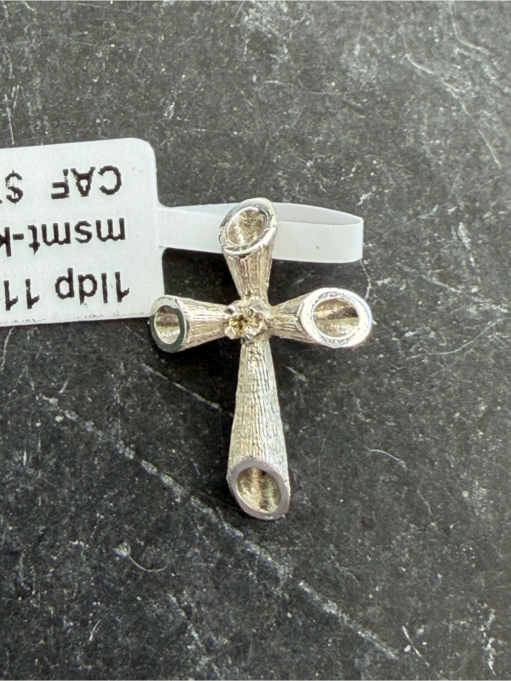 14kt White Gold Diamond Textured Cross Pendant